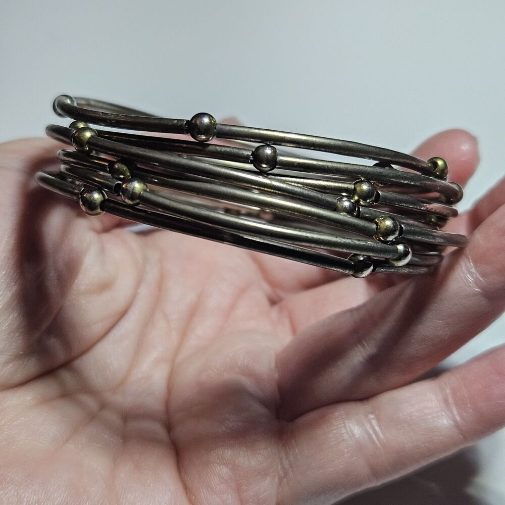 Silver Tone Tube And Bead Wrap Bracelet